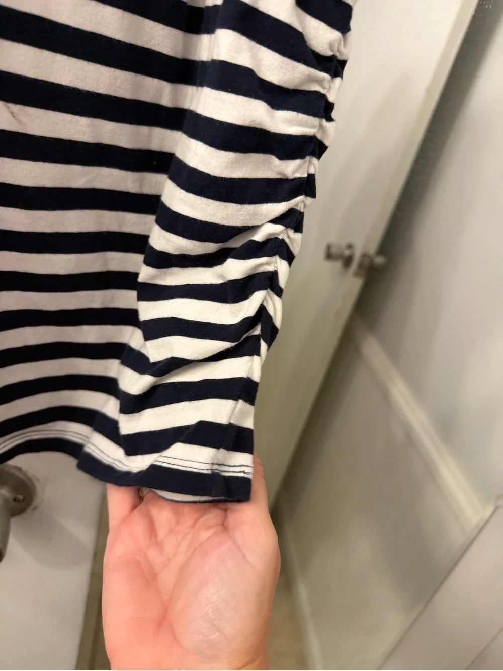 Michael Kors Navy and White Striped Short-Sleeve Tee